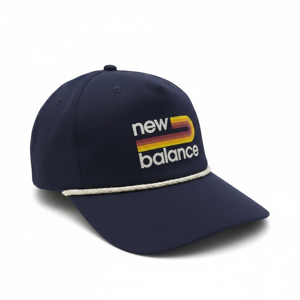New Balance Grandpa Graphic Hat Navy Blue Retro Rainbow Logo Rope Snapback‎ OSZ